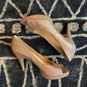 Enzo Angiolini Silver Sparkly Heels